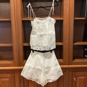 ❤️‍🔥CLEARANCE❤️‍🔥NWOT Zimmermann August Broderie Linen Cami + Shorts, Set AU 0/1